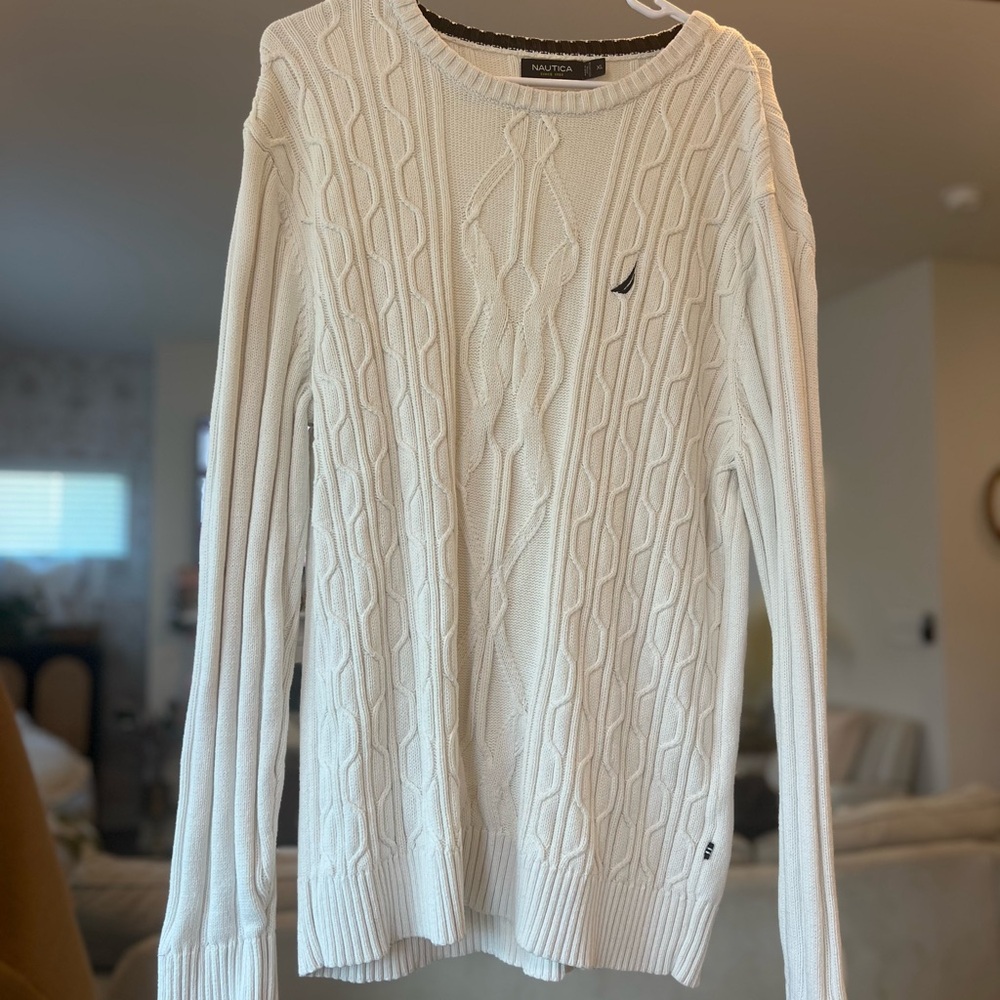 Nautica Off-White Cable Knit Sweater